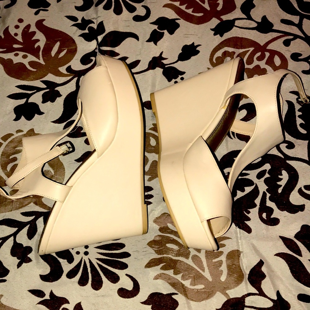 Cream Color Wedge Sandals